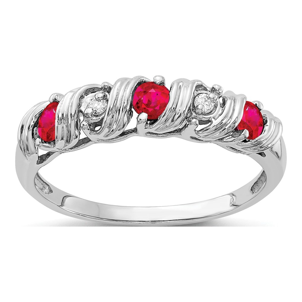 14K White Gold Ruby & Diamond Twist Ring