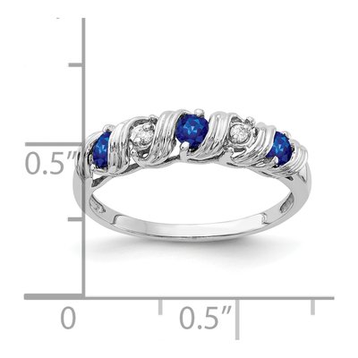 14K White Gold Sapphire & Diamond Twist Ring – view 2
