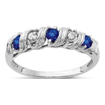 14K White Gold Sapphire & Diamond Twist Ring
