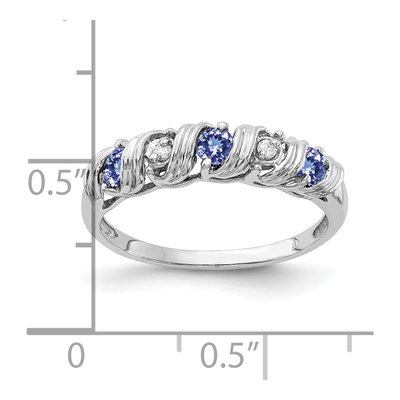 14K White Gold Tanzanite & Diamond Twist Ring – view 2