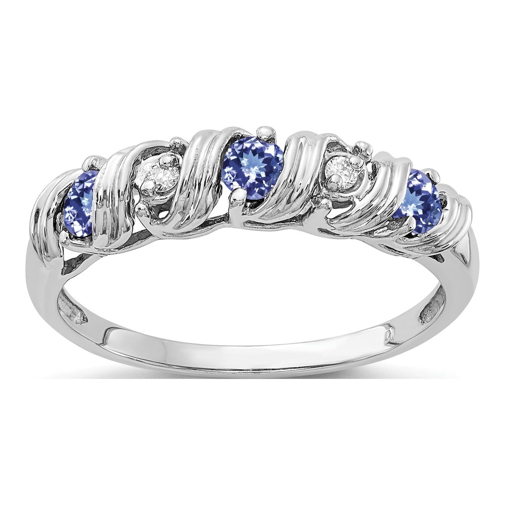 14K White Gold Tanzanite & Diamond Twist Ring
