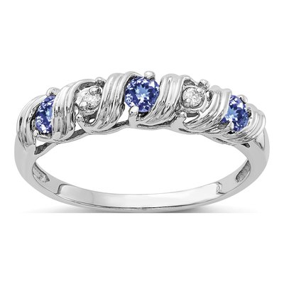 14K White Gold Tanzanite & Diamond Twist Ring