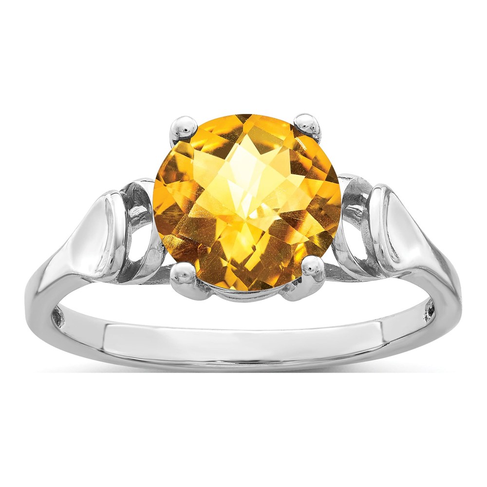 14K White Gold Citrine Checkerboard Ring