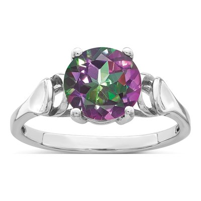 14K White Gold Mystic Fire Topaz Ring