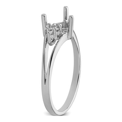 14K White Gold Round Trillion Gems Ring Mounting – view 5