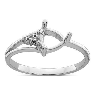 14K White Gold Round Trillion Gems Ring Mounting