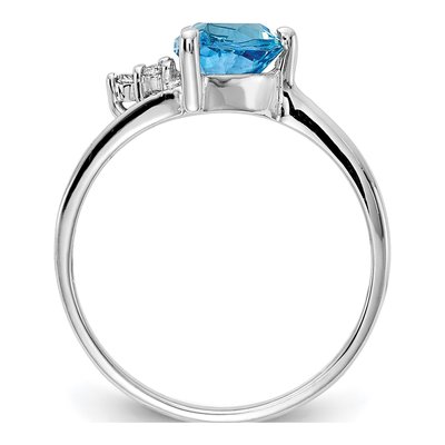 14K White Gold Swiss Blue Topaz & Diamond Trillion Ring – view 2