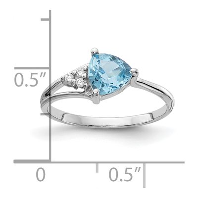 14K White Gold Swiss Blue Topaz & Diamond Trillion Ring – view 3