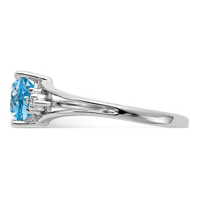 14K White Gold Swiss Blue Topaz & Diamond Trillion Ring – view 4