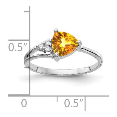 14K White Gold Citrine & Diamond Trillion Ring – view 2