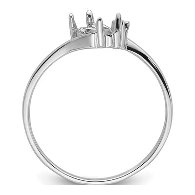 14K White Gold Holds Round Marquise Ring Mounting – view 3