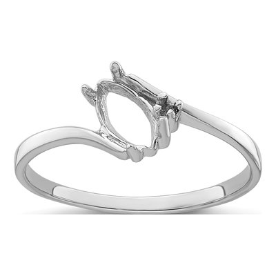 14K White Gold Holds Round Marquise Ring Mounting