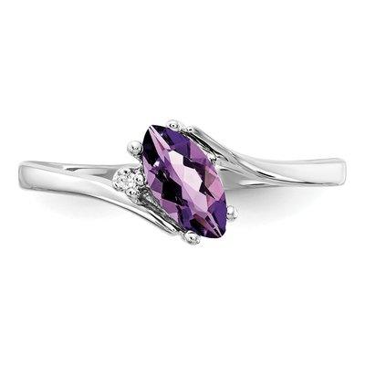 14K White Gold Amethyst & Diamond Marquise Ring – view 5