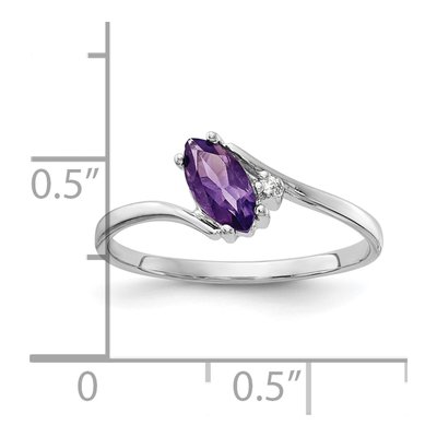 14K White Gold Amethyst & Diamond Marquise Ring – view 3