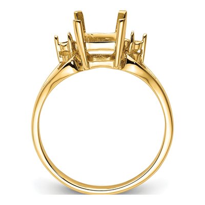 14K Yellow Gold Round Emerald-Cut Gems Ring Mounting – view 3