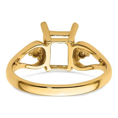 14K Yellow Gold Round Emerald-Cut Gems Ring Mounting – view 4