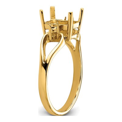 14K Yellow Gold Round Emerald-Cut Gems Ring Mounting – view 5