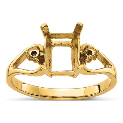 14K Yellow Gold Round Emerald-Cut Gems Ring Mounting