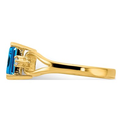 14K Yellow Gold 1/20 ct tw Swiss Blue Topaz & Diamond Emerald-Cut Ring – view 4