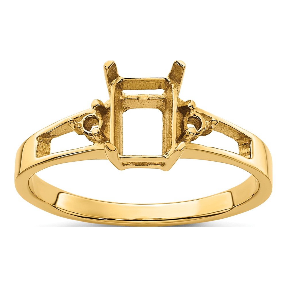 14K Yellow Gold Emerald-Cut Ring Mounting