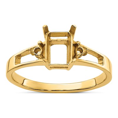 14K Yellow Gold Emerald-Cut Ring Mounting