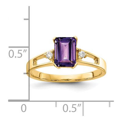 14K Yellow Gold 1/20 ct tw Amethyst & Diamond Emerald-Cut Ring – view 2