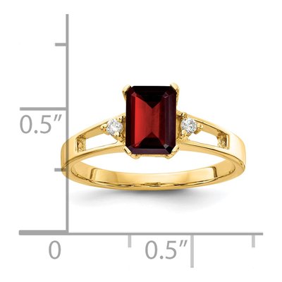 14K Yellow Gold 1/20 ct tw Garnet & Diamond Emerald-Cut Ring – view 2