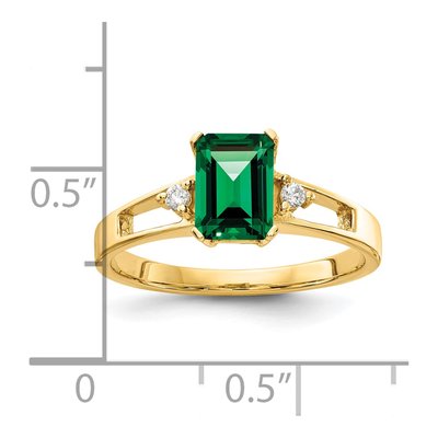 14K Yellow Gold 1/20 ct tw Lab-Created Helenite & Diamond St Helens Ring – view 2
