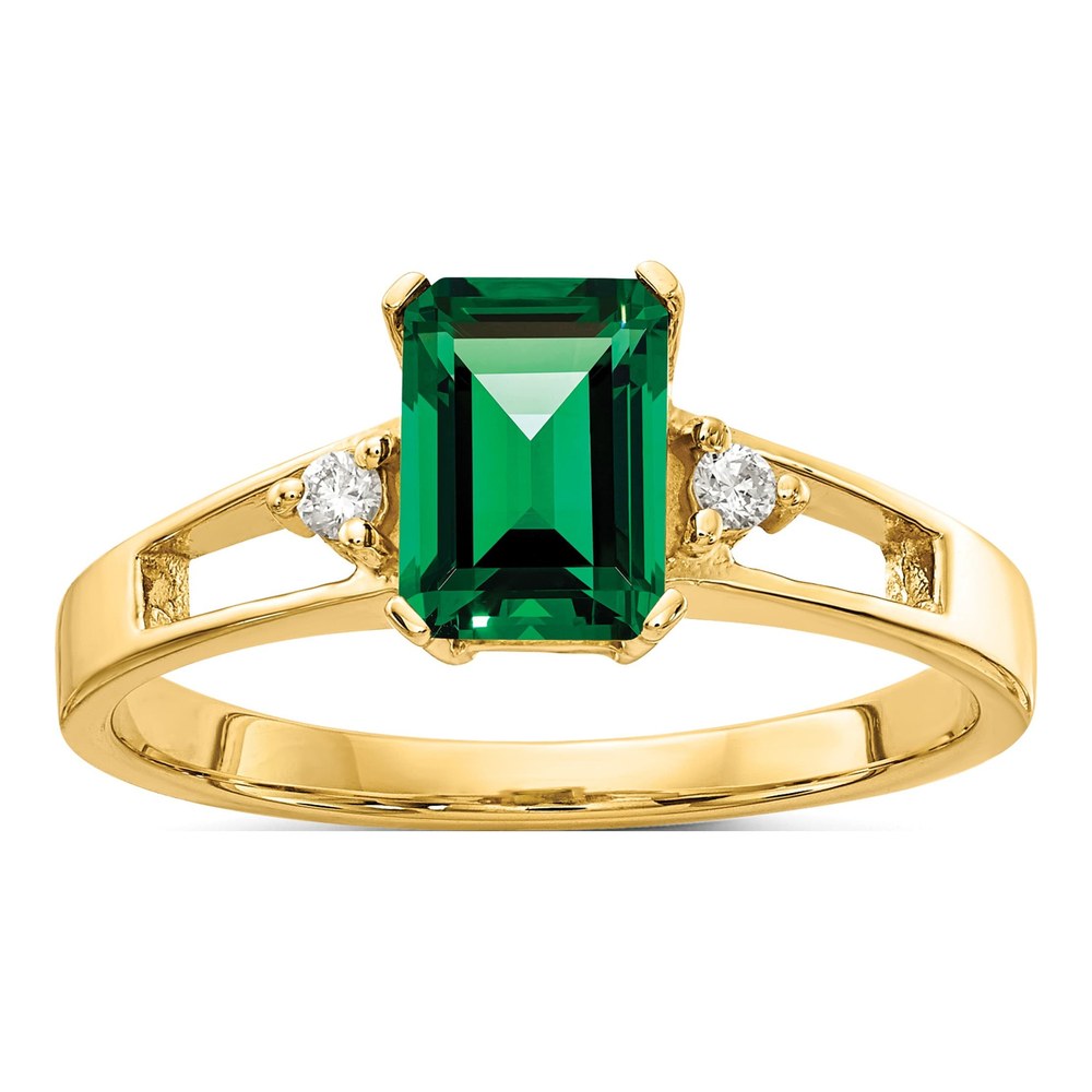 14K 7x5mm Emerald-Cut Mount St. Helens And 1/20 Carat Aa Diamond Ring