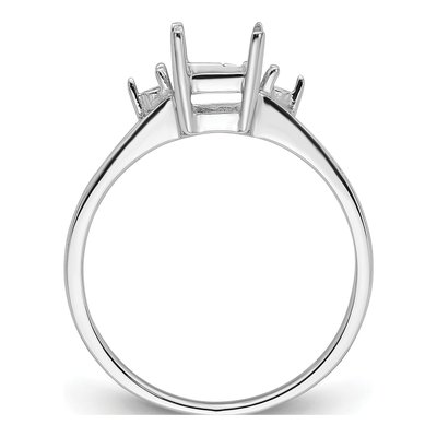 14K White Gold Holds Round Emerald-Cut Ring Mounting – view 3
