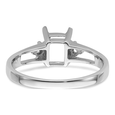 14K White Gold Holds Round Emerald-Cut Ring Mounting – view 4