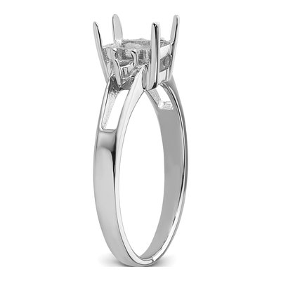 14K White Gold Holds Round Emerald-Cut Ring Mounting – view 5