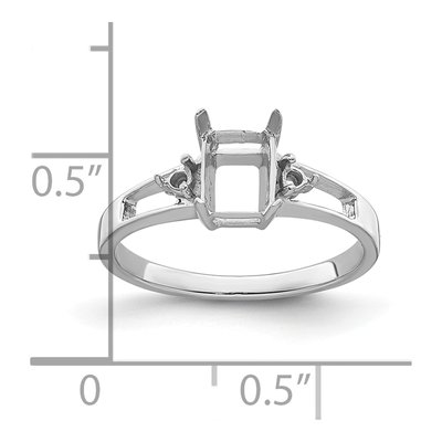 14K White Gold Holds Round Emerald-Cut Ring Mounting – view 6