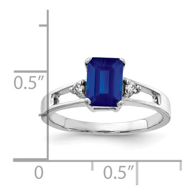 14K White Gold 1/20 ct tw Sapphire & Diamond Emerald-Cut Ring – view 2