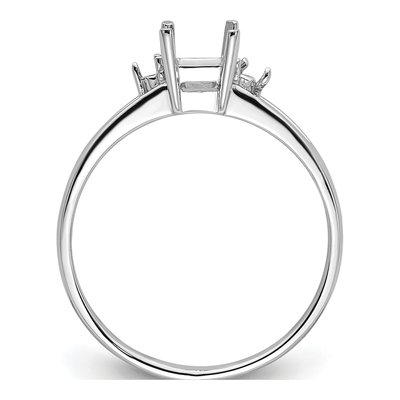 14K White Gold Round Emerald-Cut Gems Ring Mounting – view 3