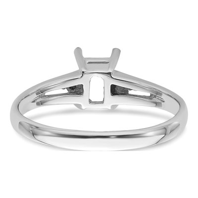 14K White Gold Round Emerald-Cut Gems Ring Mounting – view 4