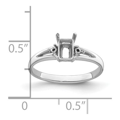 14K White Gold Round Emerald-Cut Gems Ring Mounting – view 6