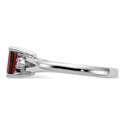 14K White Gold Garnet & Diamond Emerald-Cut Ring – view 4