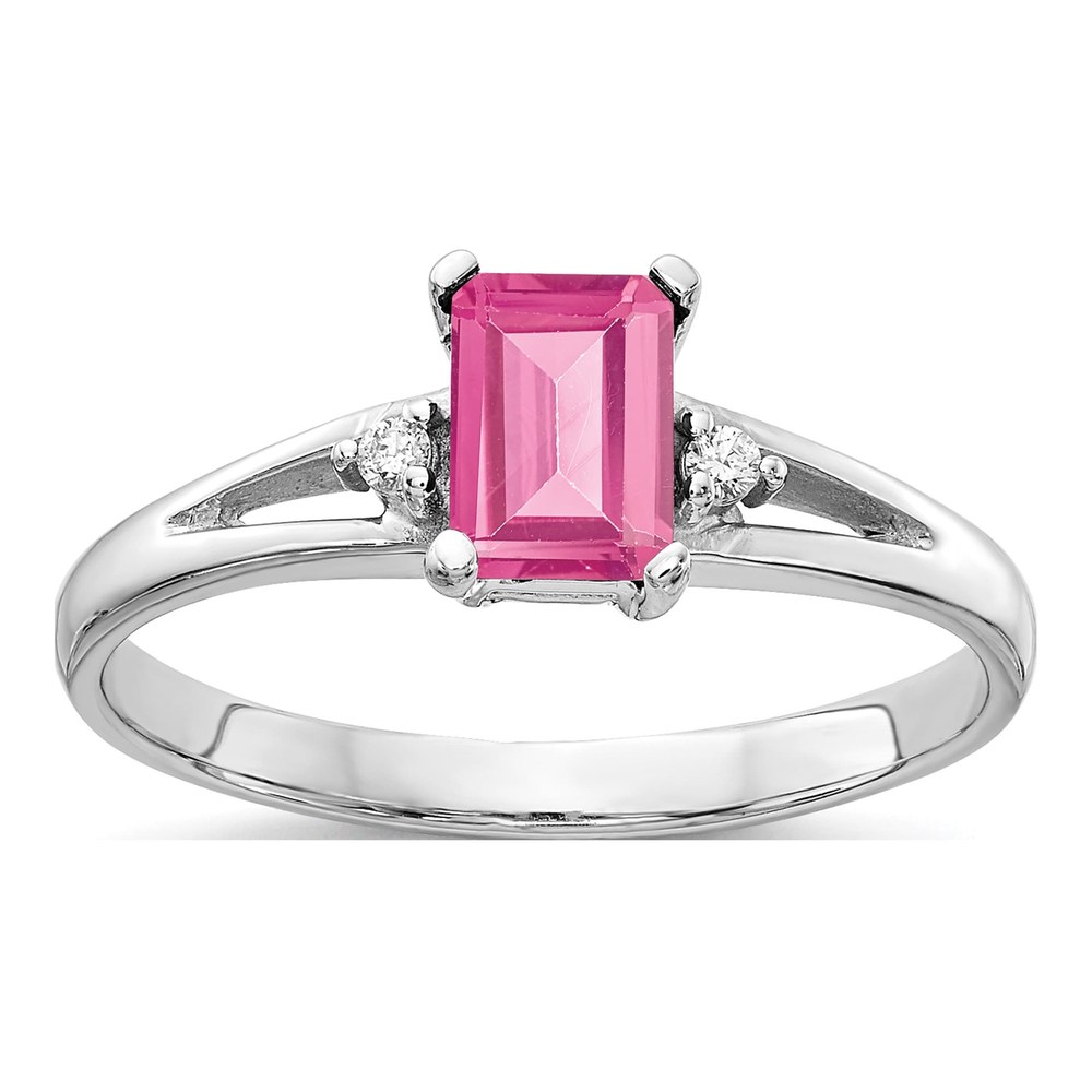14K White Gold Pink Tourmaline & Diamond Ring