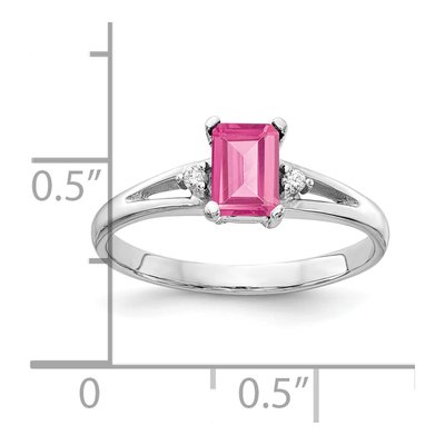 14K White Gold Pink Tourmaline & Diamond Ring – view 2