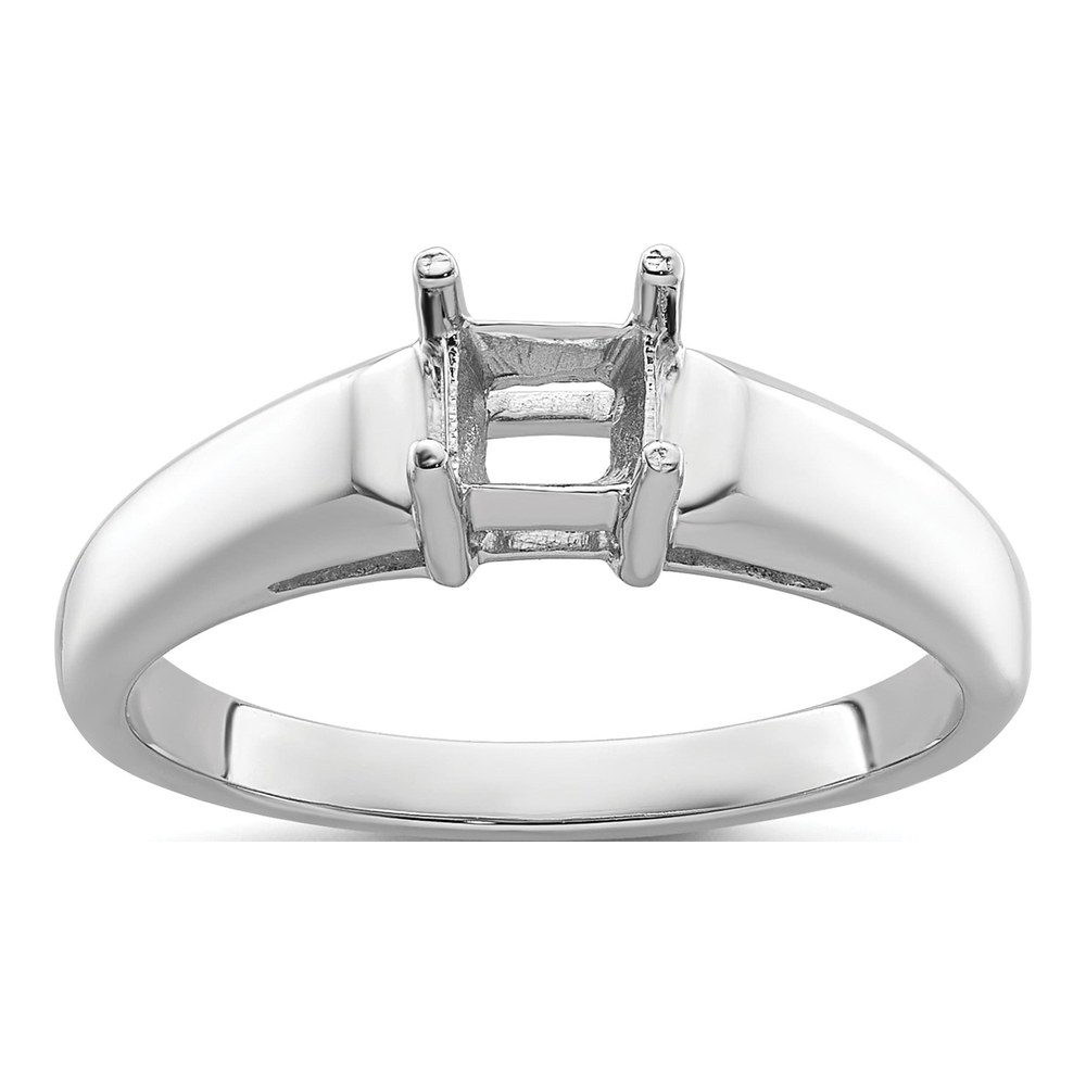 14K White Gold Princess Ring Mounting