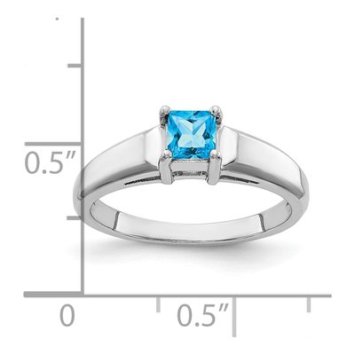 14K White Gold Swiss Blue Topaz Princess-Cut Ring – view 2