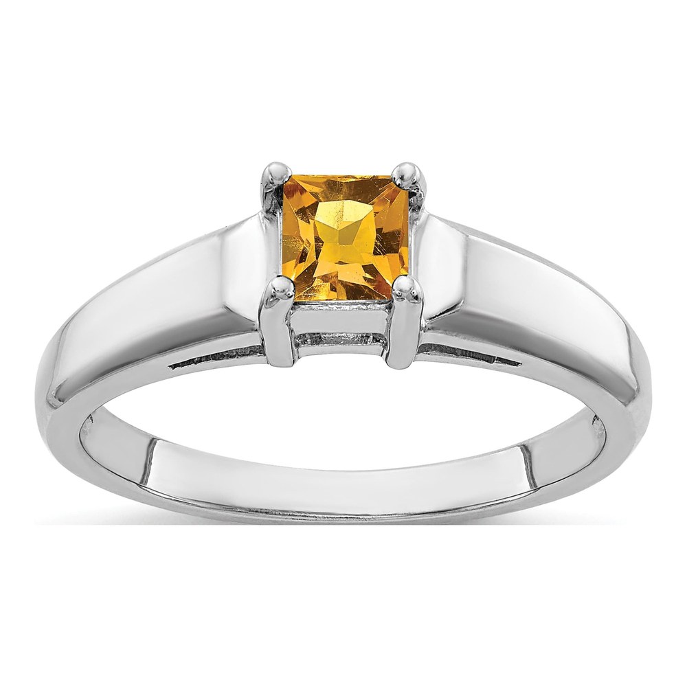 14K White Gold Citrine Princess-Cut Ring
