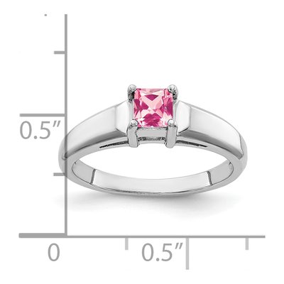 14K White Gold Pink Tourmaline Princess-Cut Ring – view 2