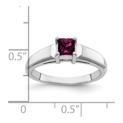 14K White Gold Rhodolite Garnet Princess-Cut Ring – view 2