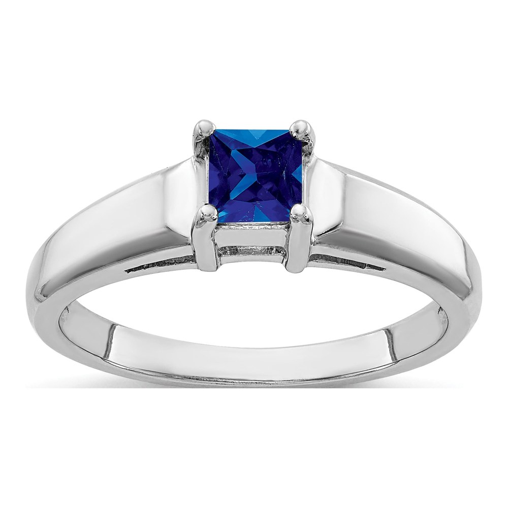14K White Gold Sapphire Princess-Cut Ring