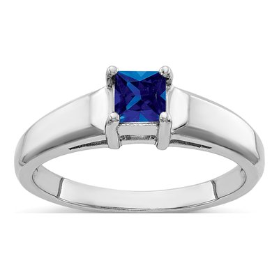 14K White Gold Sapphire Princess-Cut Ring