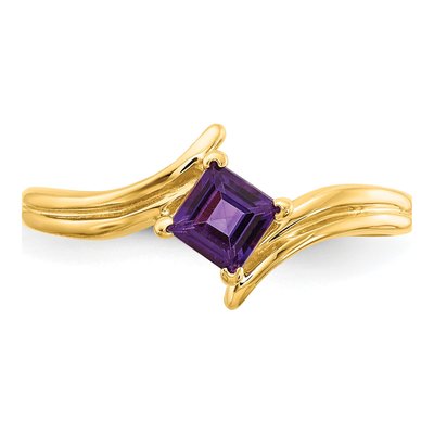 14K Yellow Gold Amethyst Princess-Cut Ring – view 5