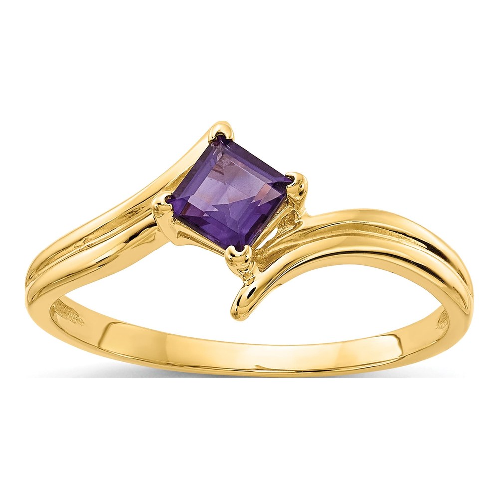 14K Yellow Gold Amethyst Princess-Cut Ring