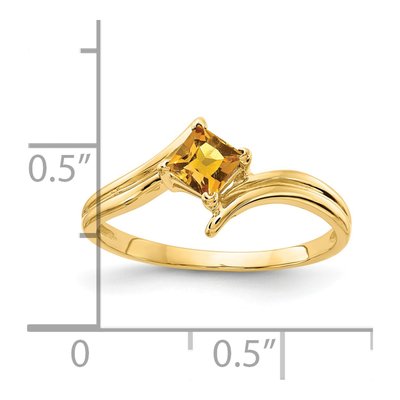 14K Yellow Gold Citrine Princess-Cut Ring – view 2